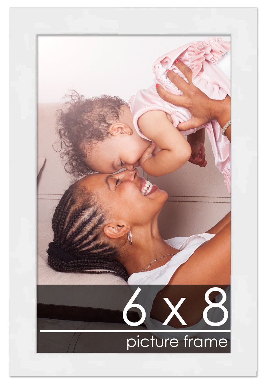 6x8 Solid Wood Picture Frame with UV-Resistant Acrylic & Acid-Free Backing, Available in 6 Finishes: Matte Black, Matte White, Metallic Bronze, Silver, Natural Wood Grain & Mahogany